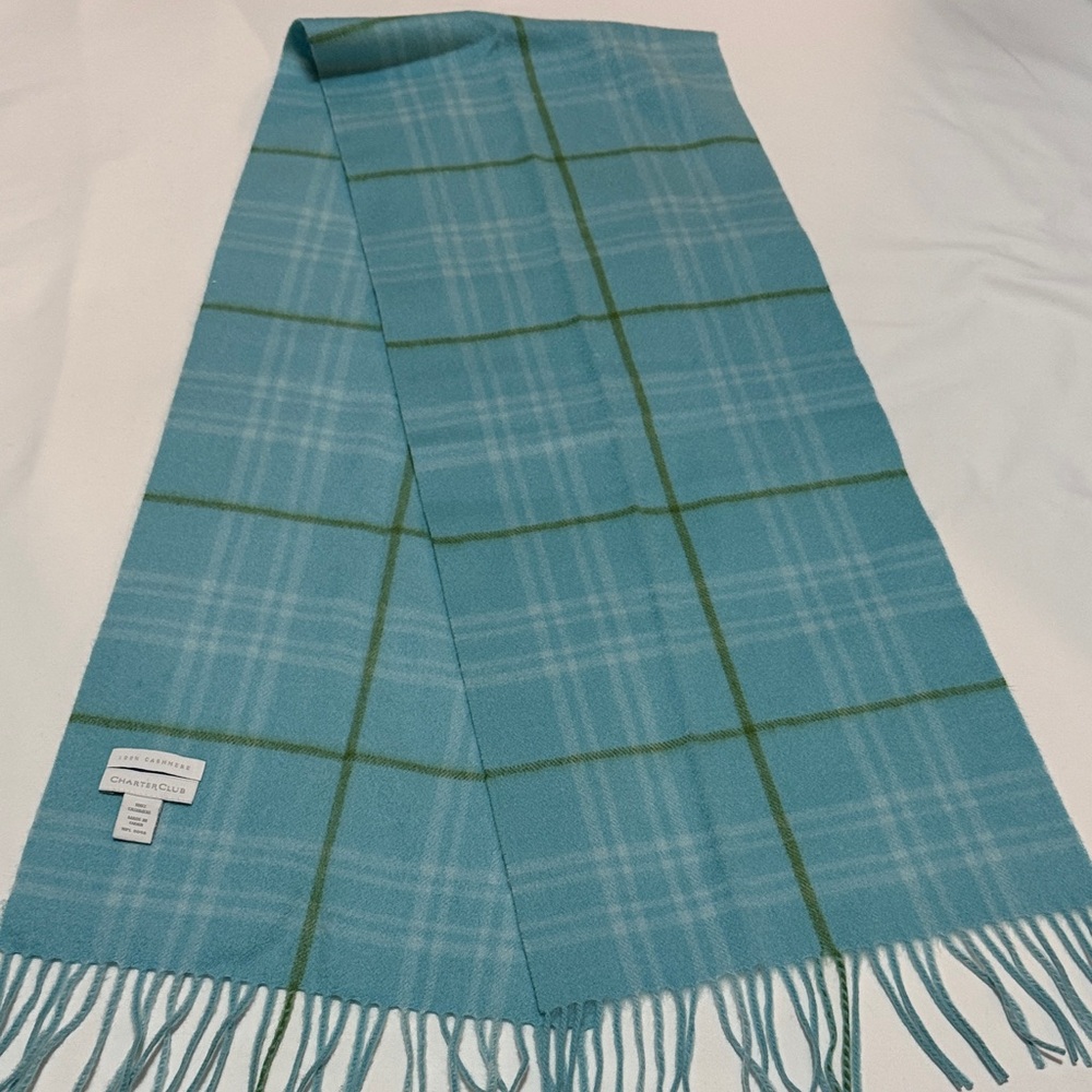 Charter Club Unisex Light Blue Cashmere Scarf 11.5”x60”